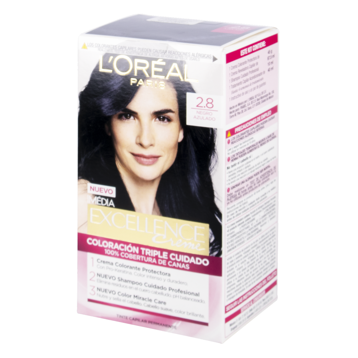 Tinte Para Cabello Tono 2.8 Negro Azulado EXCELLENCE L'ORÉAL PARIS 1 Kit - Imagen 2