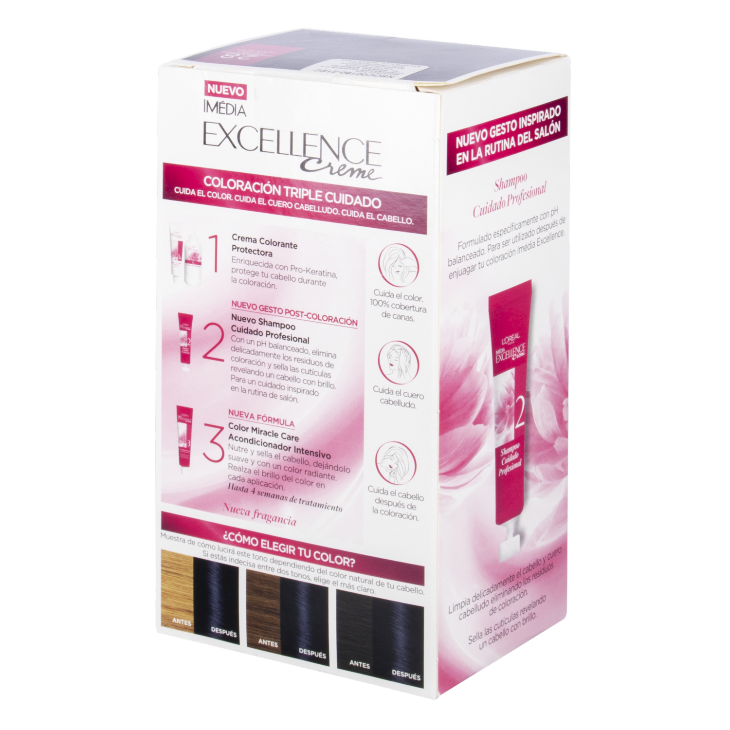 Tinte Para Cabello Tono 2.8 Negro Azulado EXCELLENCE L'ORÉAL PARIS 1 Kit - Imagen 3