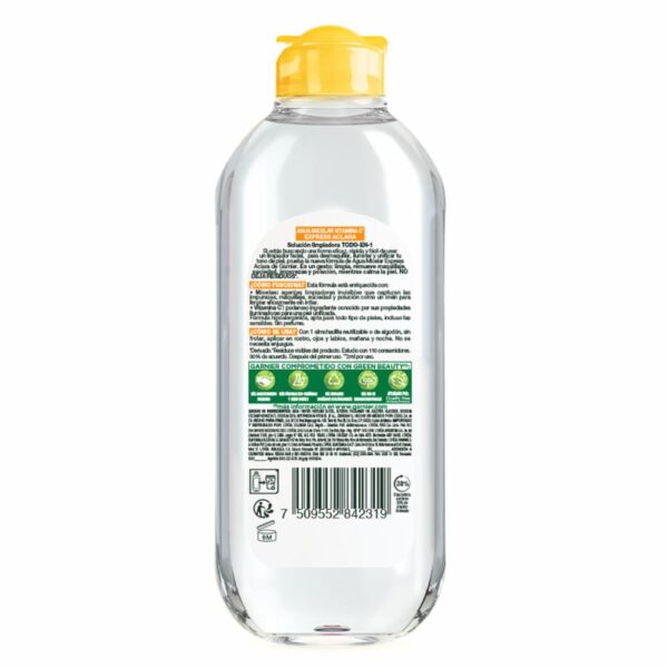 Agua Micelar 3 En 1 Tono Uniforme Con Vitamina C GARNIER L´ORÉAL 400 Ml - Imagen 3