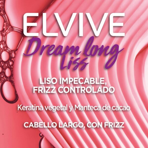 Crema Para Peinar Dream Long Liss Para Cabello Largo Con Frizz ELVIVE L´ORÉAL 300 Ml - Imagen 3