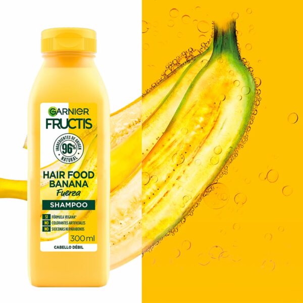 Shampoo Capilar Hair Food Banana Fuerza FRUCTIS GARNIER L´ORÉAL 300 Ml - Imagen 3