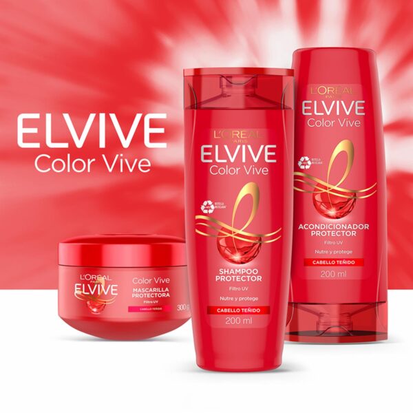 Shampoo Capilar Color Vive Con Filtro UV Para Cabello Teñido ELVIVE L´ORÉAL 370 Ml - Imagen 3