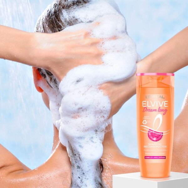 Shampoo Capilar Dream Long Para Cabello Largo Dañado ELVIVE L´ORÉAL 370 Ml - Imagen 6