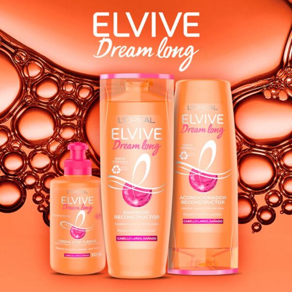 Shampoo Capilar Dream Long Para Cabello Largo Dañado ELVIVE L´ORÉAL 370 Ml - Imagen 7