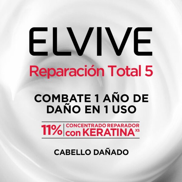 Shampoo Capilar Reparación Total 5 Para Cabello Dañado ELVIVE L´ORÉAL 370 Ml - Imagen 3