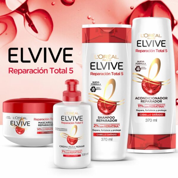 Acondicionador Capilar Reparación Total 5 Para Cabello Dañado ELVIVE L´ORÉAL 370 Ml - Imagen 6