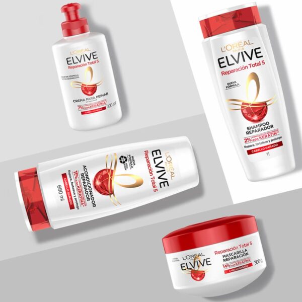 Acondicionador Capilar Reparación Total 5 Para Cabello Dañado ELVIVE L´ORÉAL 370 Ml - Imagen 7
