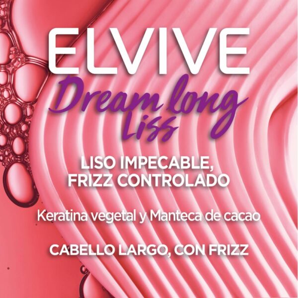 Acondicionador Capilar Dream Long Liss Para Cabello Largo Con Frizz ELVIVE L´ORÉAL 370 Ml - Imagen 2
