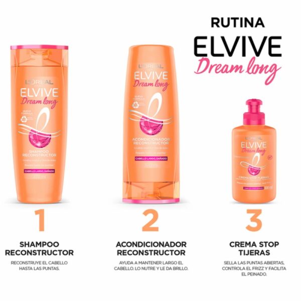 Acondicionador Capilar Dream Long Para Cabello Largo Dañado ELVIVE L´ORÉAL 370 Ml - Imagen 4