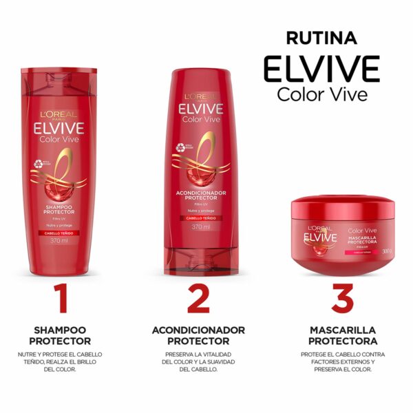 Acondicionador Capilar Color Vive Con Filtro UV Para Cabello Teñido ELVIVE L´ORÉAL 370 Ml - Imagen 4