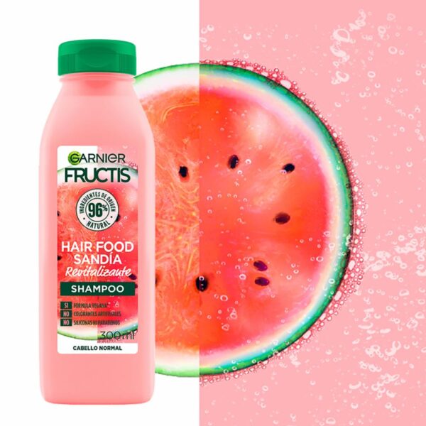 Shampoo Capilar Hair Food Sandía Revitalizante FRUCTIS GARNIER L´ORÉAL 300 Ml - Imagen 3