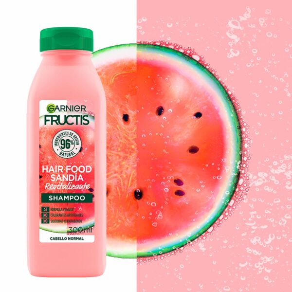 Shampoo Capilar Hair Food Sandía Revitalizante FRUCTIS GARNIER L´ORÉAL 300 Ml - Imagen 3
