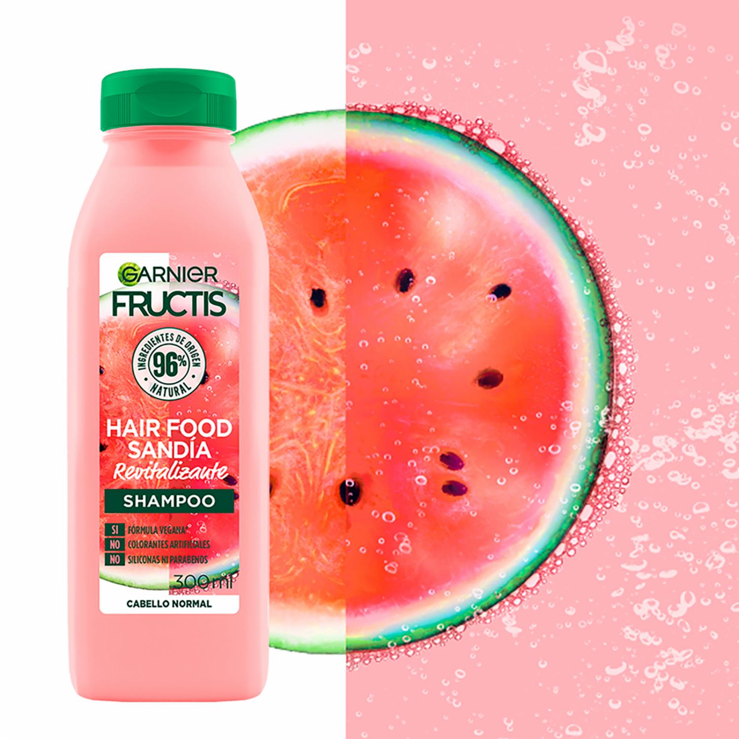 Shampoo Capilar Hair Food Sandía Revitalizante GARNIER FRUCTIS 300 Ml - Imagen 3