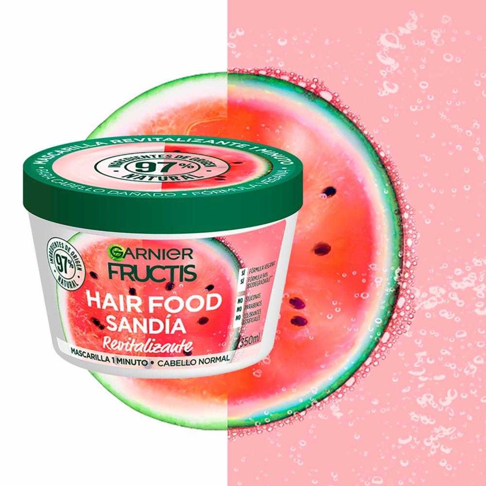 Mascarilla Capilar Hair Food Sandía Revitalizante 1 Minuto GARNIER FRUCTIS 350 Ml - Imagen 3
