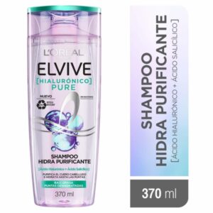 Shampoo Capilar Hialurónico Pure Para Raíz Grasa Y Puntas Deshidratadas ELVIVE L´ORÉAL 370 Ml