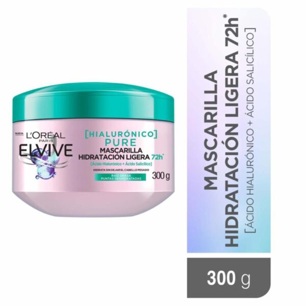 Mascarilla Capilar Hialurónico Pure Para Raíz Grasa Y Puntas Deshidratadas ELVIVE L´ORÉAL 300 G