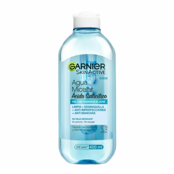 Agua Micelar Anti Imperfecciones Con Ácido Salicílico Para Piel Con Tendencia Al Acné GARNIER L´ORÉAL 400 Ml - Imagen 2