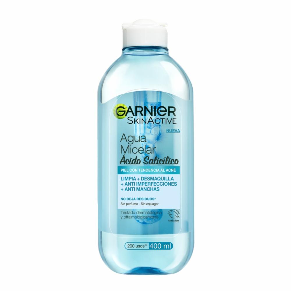 Agua Micelar Anti Imperfecciones Con Ácido Salicílico Para Piel Con Tendencia Al Acné GARNIER SKIN ACTIVE 400 Ml - Imagen 2