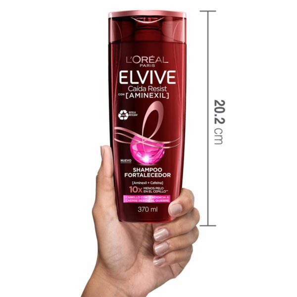 Shampoo Capilar Caída Resist Con Aminexil + Cafeína Para Cabello Quebradizo ELVIVE L´ORÉAL 370 Ml - Imagen 6