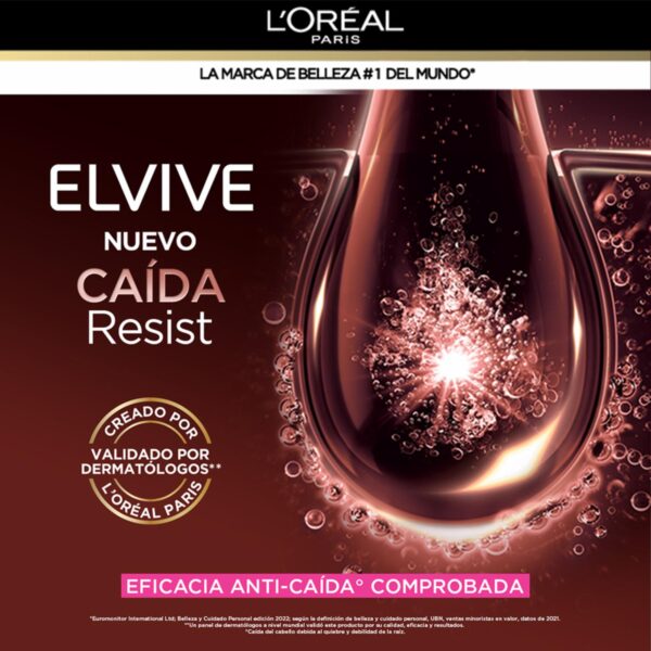 Shampoo Capilar Caída Resist Con Aminexil + Cafeína Para Cabello Quebradizo ELVIVE L´ORÉAL 680 Ml - Imagen 3