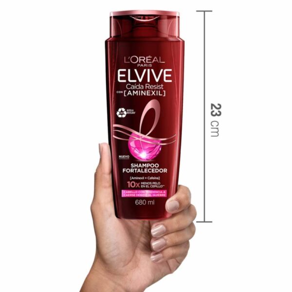 Shampoo Capilar Caída Resist Con Aminexil + Cafeína Para Cabello Quebradizo ELVIVE L´ORÉAL 680 Ml - Imagen 6