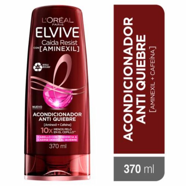 Acondicionador Capilar Caída Resist Con Aminexil + Cafeína Para Cabello Quebradizo ELVIVE L´ORÉAL 370 Ml
