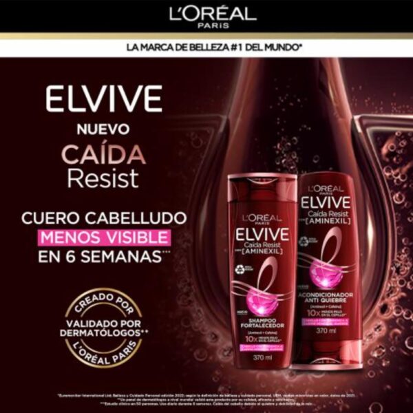 Acondicionador Capilar Caída Resist Con Aminexil + Cafeína Para Cabello Quebradizo ELVIVE L´ORÉAL 370 Ml - Imagen 4