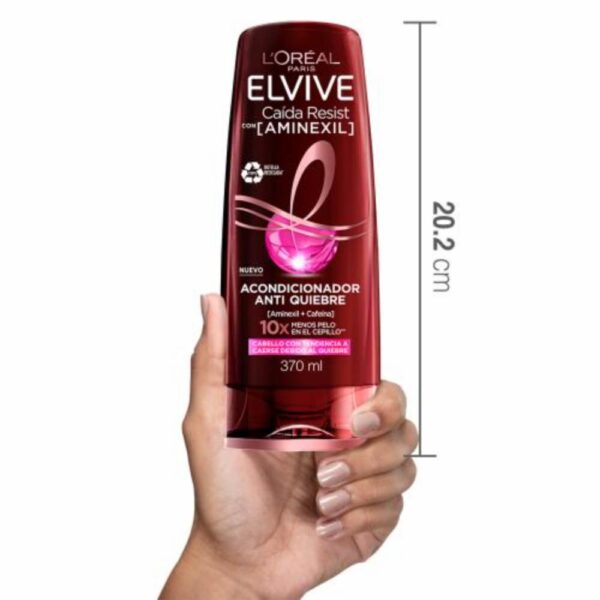 Acondicionador Capilar Caída Resist Con Aminexil + Cafeína Para Cabello Quebradizo ELVIVE L´ORÉAL 370 Ml - Imagen 6