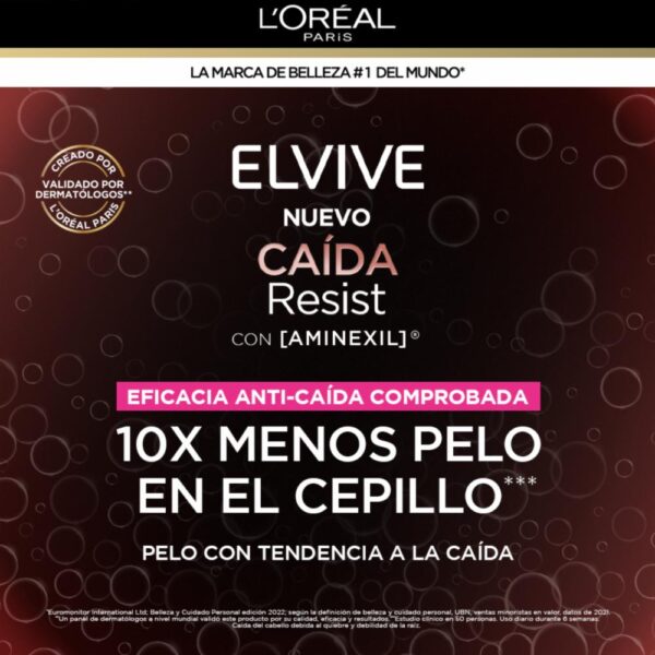 Mascarilla Capilar Caída Resist Con Aminexil + Cafeína Para Cabello Quebradizo ELVIVE L´ORÉAL 300 G - Imagen 8