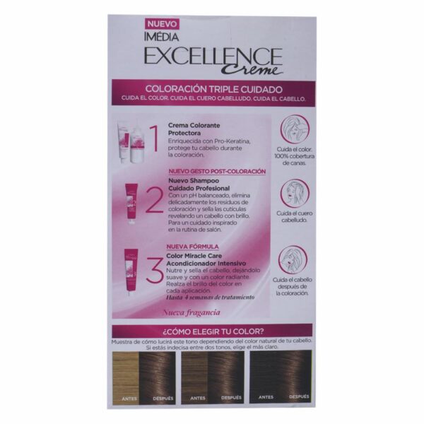 Tinte Para Cabello Tono 5.7 Chocolate Caramelo EXCELLENCE L´ORÉAL 1 Kit - Imagen 3