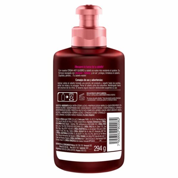 Crema Para Peinar Caída Resist Con Aminexil + Cafeína Para Cabello Quebradizo ELVIVE L´ORÉAL 300 Ml - Imagen 2