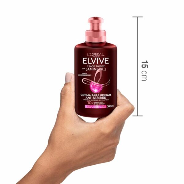 Crema Para Peinar Caída Resist Con Aminexil + Cafeína Para Cabello Quebradizo ELVIVE L´ORÉAL 300 Ml - Imagen 4