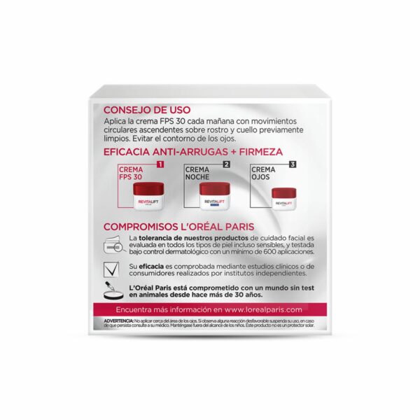 Crema Facial De Día Anti Arrugas + Extra Firmeza Fps 30 Revitalif L´ORÉAL 50 Ml - Imagen 2