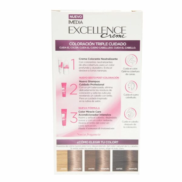 Tinte Para Cabello Tono 710 Rubio Cenizo Profundo EXCELLENCE L'ORÉAL PARIS 1 Kit - Imagen 3