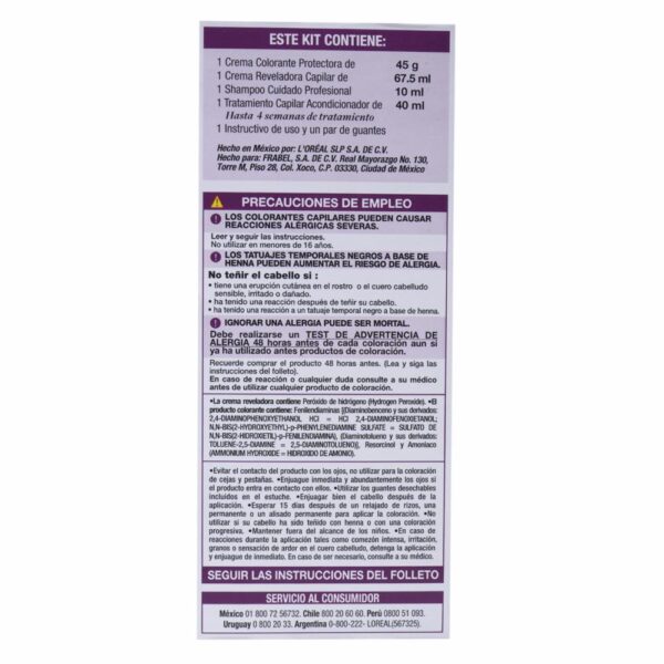 Tinte Para Cabello Tono 710 Rubio Cenizo Profundo EXCELLENCE L´ORÉAL 1 Kit - Imagen 2
