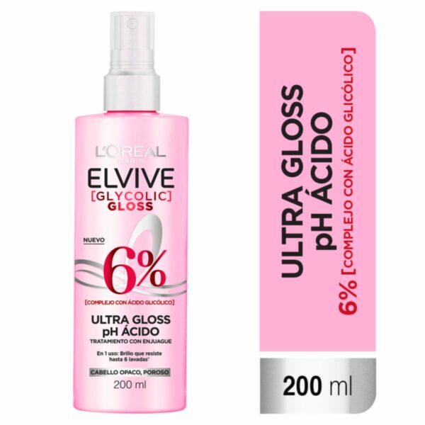 Tratamiento Capilar Glycolic Gloss Para Cabello Opacos Poroso ELVIVE L´ORÉAL 200 Ml