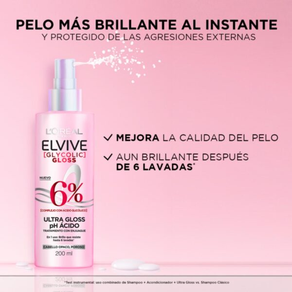 Tratamiento Capilar Glycolic Gloss Para Cabello Opacos Poroso ELVIVE L´ORÉAL 200 Ml - Imagen 8