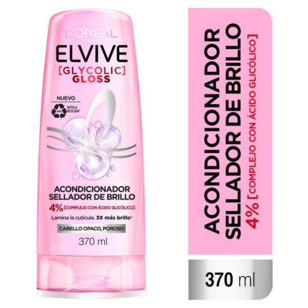 Acondicionador Capilar Glycolic Gloss Para Cabello Opacos Poroso ELVIVE L´ORÉAL 370 Ml