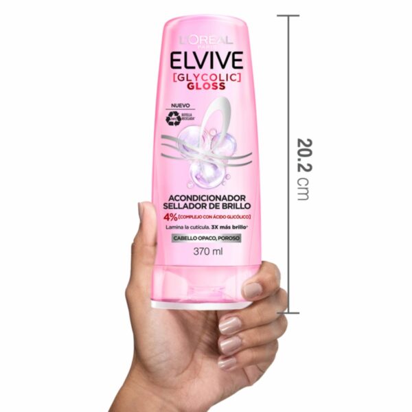 Acondicionador Capilar Glycolic Gloss Para Cabello Opacos Poroso ELVIVE L´ORÉAL 370 Ml - Imagen 10