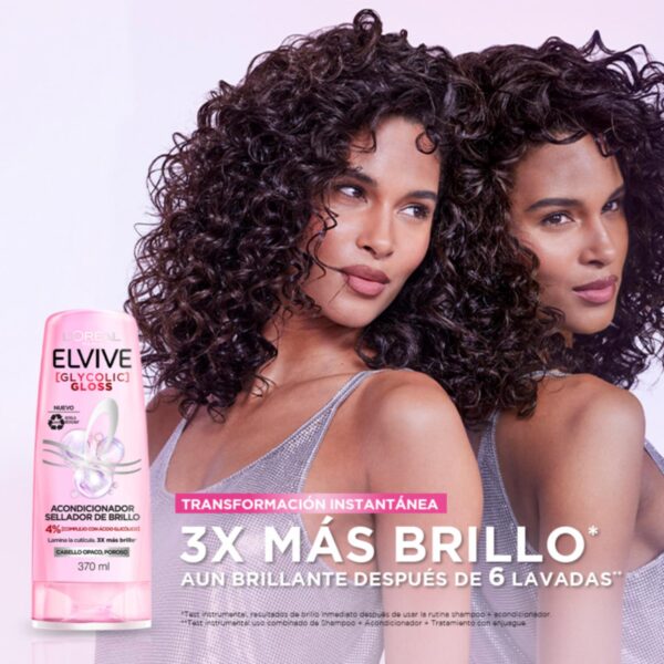 Acondicionador Capilar Glycolic Gloss Para Cabello Opacos Poroso ELVIVE L´ORÉAL 370 Ml - Imagen 2