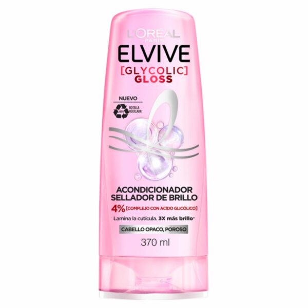 Acondicionador Capilar Glycolic Gloss Para Cabello Opacos Poroso ELVIVE L´ORÉAL 370 Ml - Imagen 8