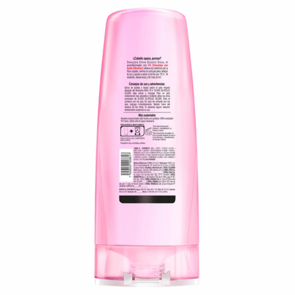 Acondicionador Capilar Glycolic Gloss Para Cabello Opacos Poroso ELVIVE L'ORÉAL 370 Ml - Imagen 9