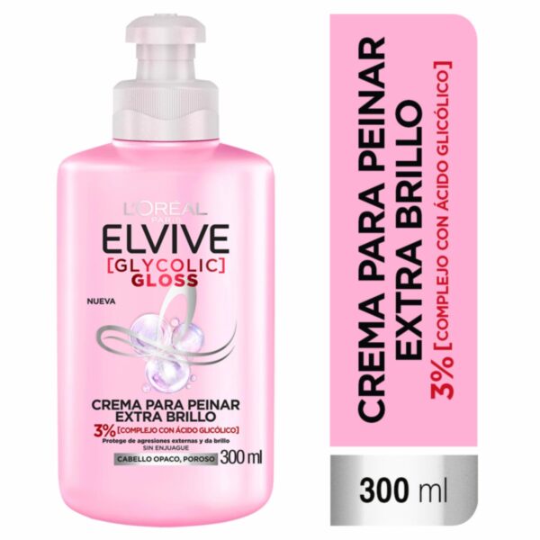 Crema Para Peinar Glycolic Gloss Para Cabello Opacos Poroso ELVIVE L´ORÉAL 300 Ml