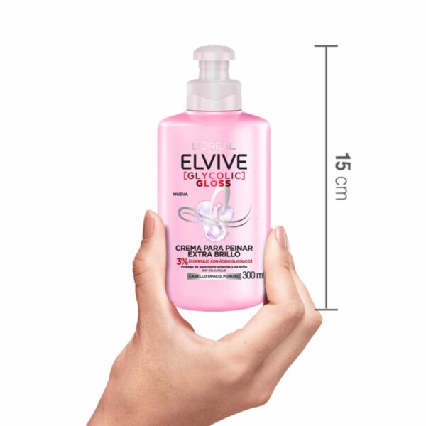 Crema Para Peinar Glycolic Gloss Para Cabello Opacos Poroso ELVIVE L´ORÉAL 300 Ml - Imagen 8