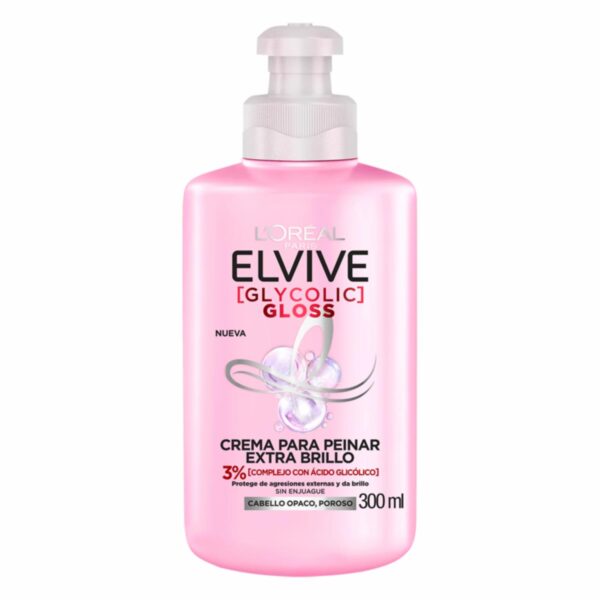 Crema Para Peinar Glycolic Gloss Para Cabello Opacos Poroso ELVIVE L´ORÉAL 300 Ml - Imagen 10