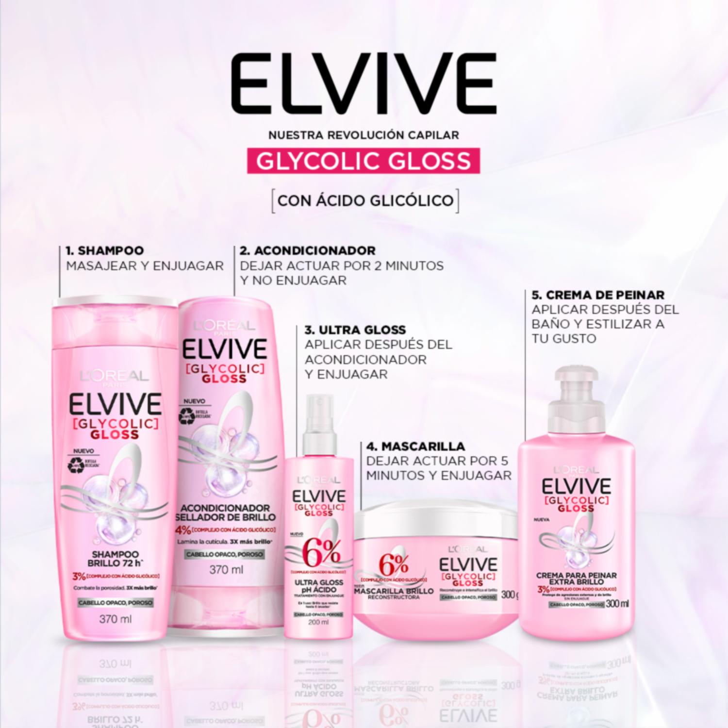 Shampoo De Cabello Glycolic Gloss Para Cabello Opacos Poroso ELVIVE L’ORÉAL 370 Ml