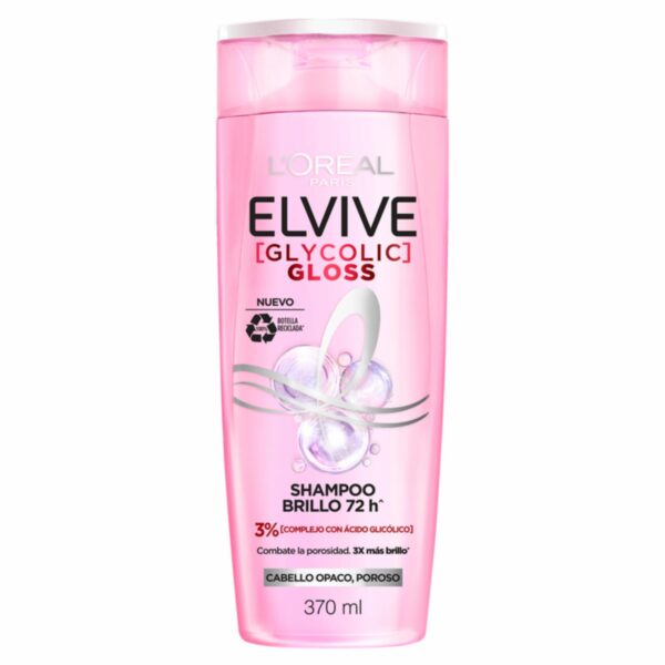 Shampoo Capilar Glycolic Gloss Para Cabello Opacos Poroso ELVIVE L´ORÉAL 370 Ml - Imagen 10