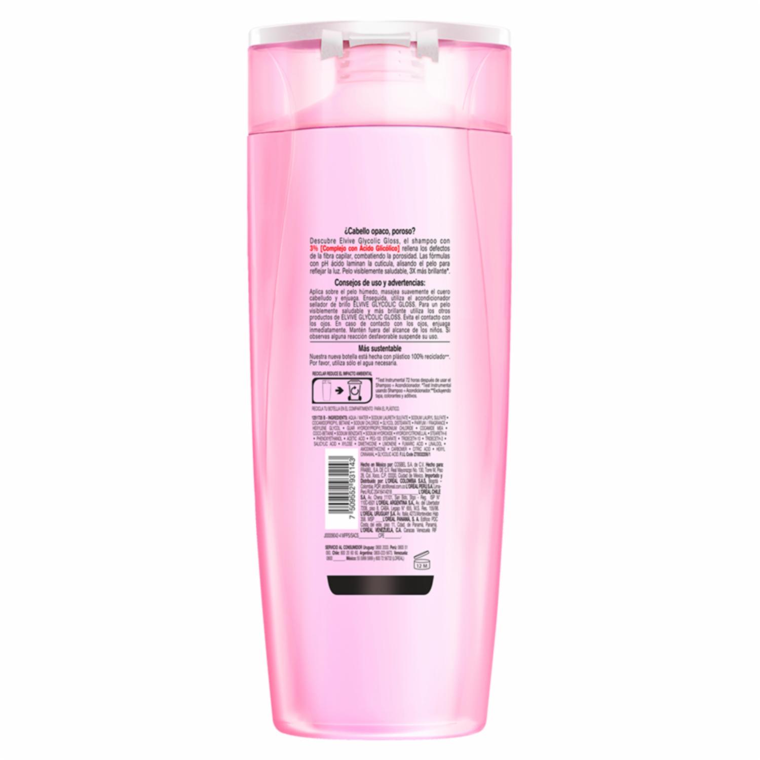 Shampoo De Cabello Glycolic Gloss Para Cabello Opacos Poroso ELVIVE L’ORÉAL 370 Ml