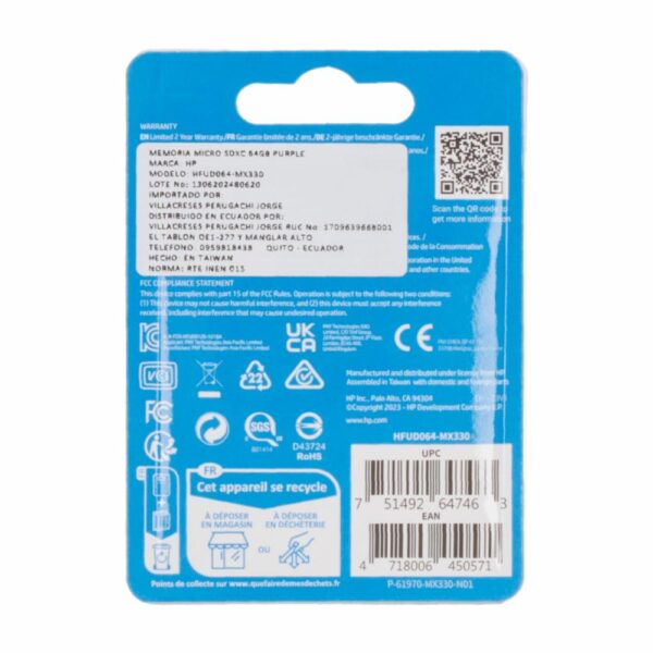 Tarjeta Micro SD Mx330 HP 64 Gb - Imagen 2