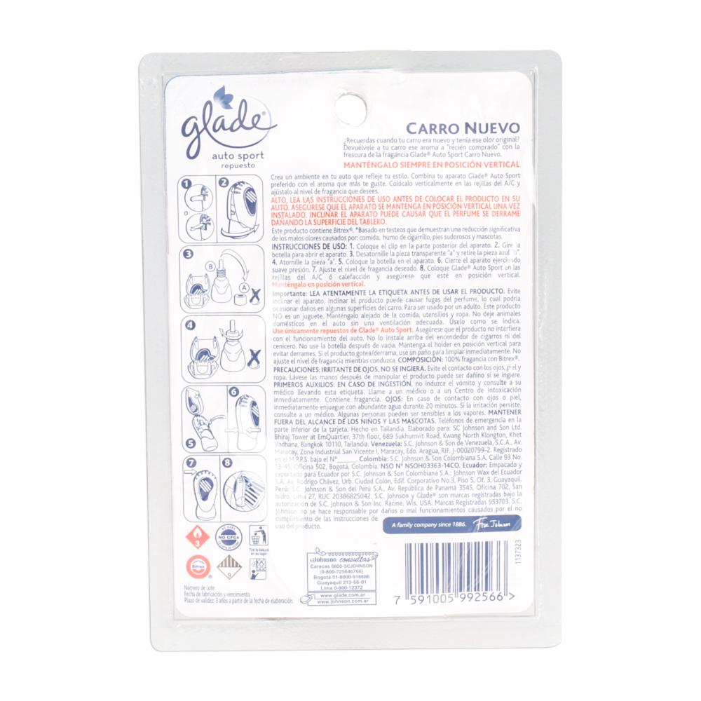 Ambiental De Automóvil Carro Nuevo GLADE 7 Ml - Imagen 2